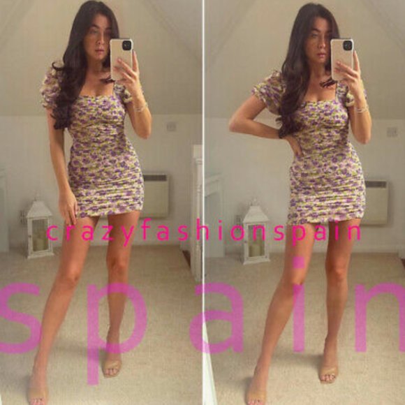 ZARA PRINTED DRAPED DRESS TRF MAUVE - Picture 14 of 14